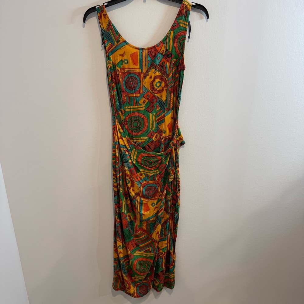 VTG 90s Ariana Tribal core Aztec Maxi Sleeveless Dress Grunge Size 5